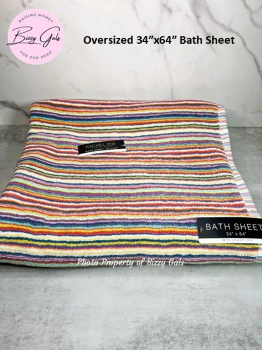 Rachel Zoe Oversized Bath Sheet Rainbow Stripes